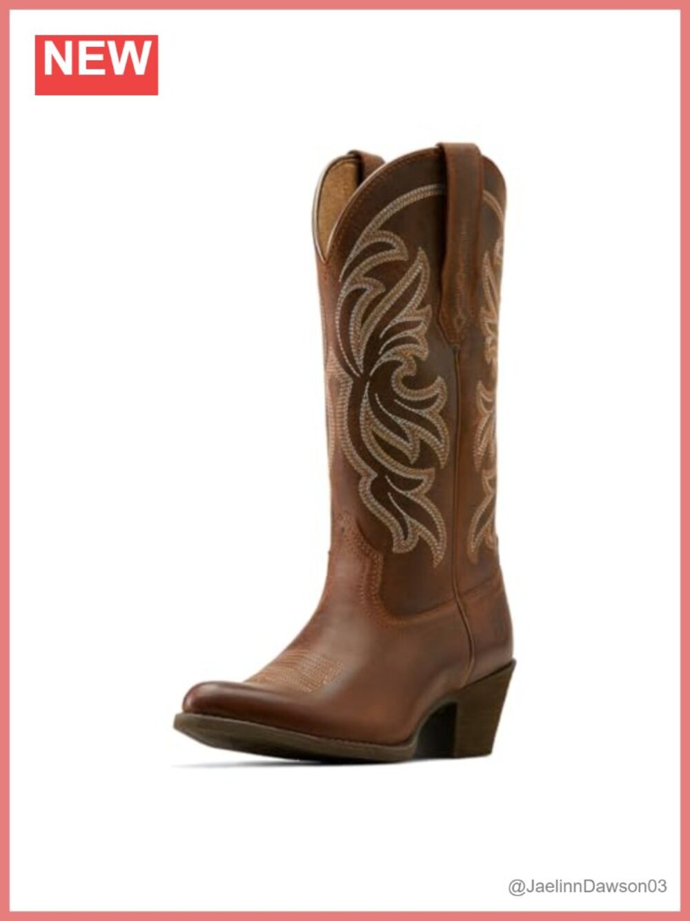 Women's Western Mid-Calf Boots Leather Square Toe Pull On Embroidered Water